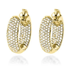 14K White Gold Huggies Small Inside Out Diamond Hoop Earrings 0.7ct -H'Hen Sale Store jewelry 14k gold huggies small inside out diamond hoop earrings 07ct main yellow 1 20220220