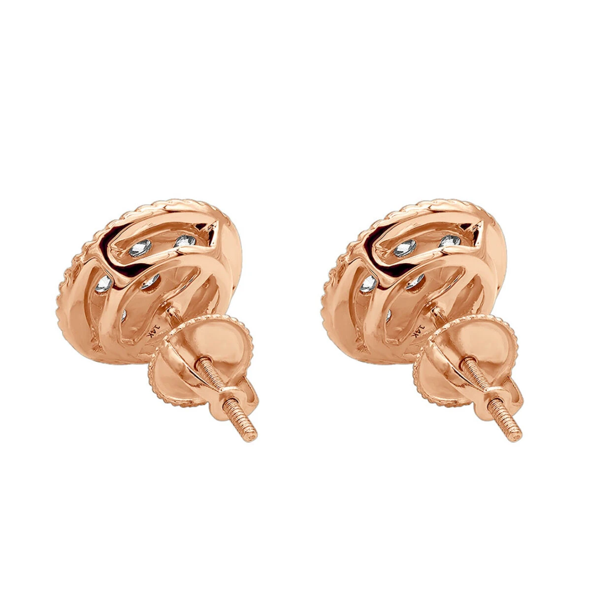 14K Yellow Gold Large Diamond Cluster Earrings Studs For Men & Women 5 Carat Look 8 14K Yellow Gold Large Diamond Cluster Earrings Studs For Men & Women 5 Carat Look - Image 6