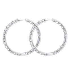 14K White Gold Large Diamond Hoop Earrings 3.5ct Inside Out Pave Setting -H'Hen Sale Store jewelry 14k gold large diamond hoop earrings 35ct inside out pave setting backwh