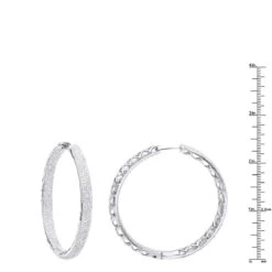 14K White Gold Large Diamond Hoop Earrings 3.5ct Inside Out Pave Setting -H'Hen Sale Store jewelry 14k gold large diamond hoop earrings 35ct inside out pave setting rulerwh