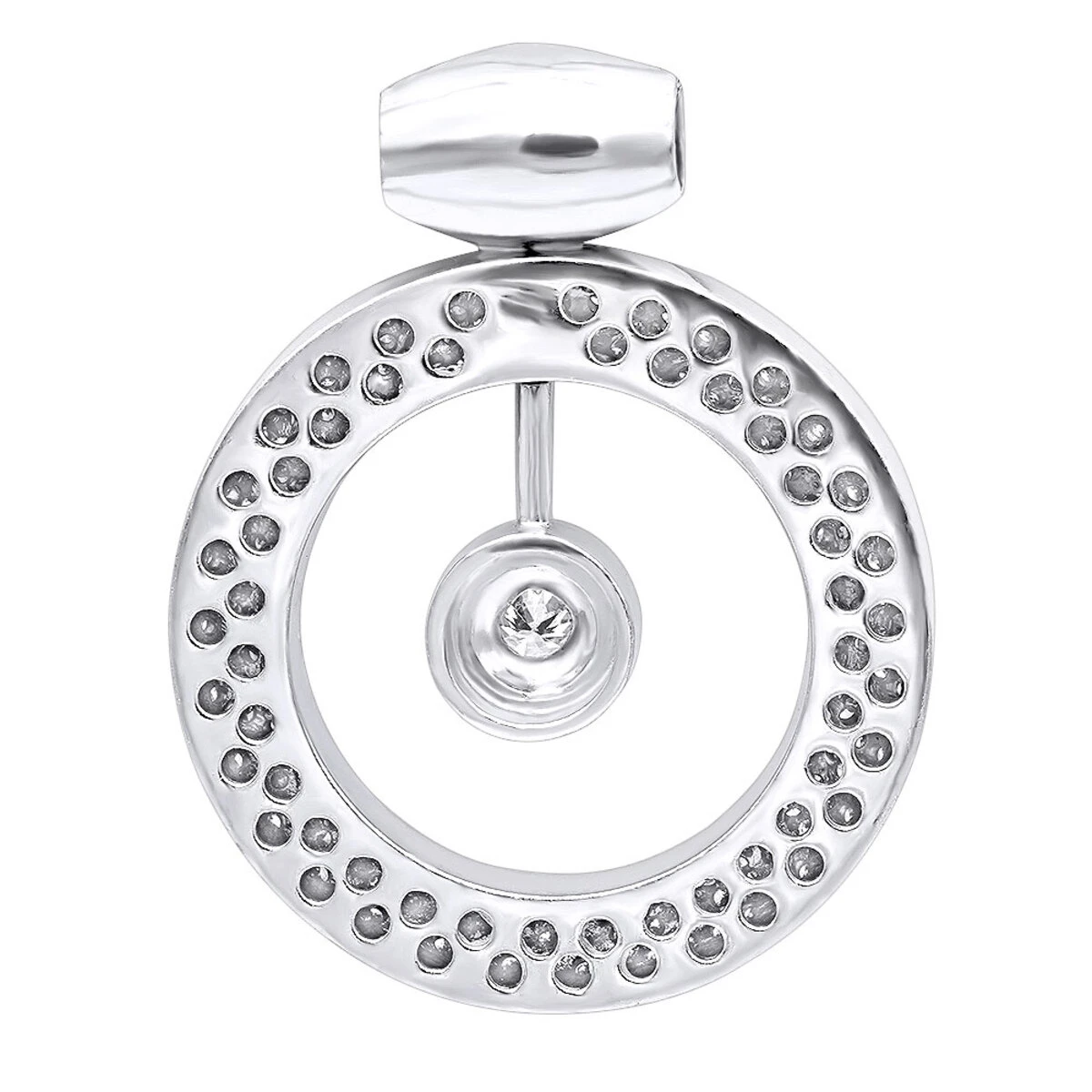 14K White Gold Large Round Shape Diamond Circle Pendant For Women 5.25CT Luxurman 6 14K White Gold Large Round Shape Diamond Circle Pendant For Women 5.25CT Luxurman - Image 4