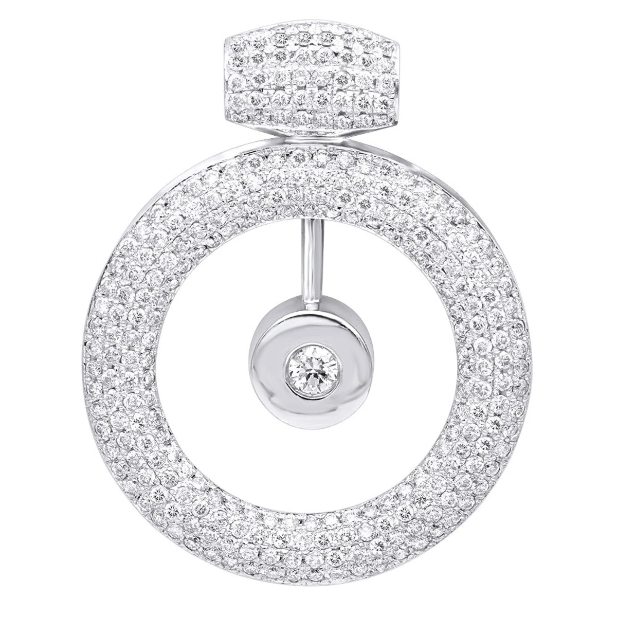 14K White Gold Large Round Shape Diamond Circle Pendant For Women 5.25CT Luxurman 3 14K White Gold Large Round Shape Diamond Circle Pendant For Women 5.25CT Luxurman