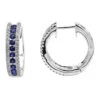 14K White Gold Natural Blue Sapphire And Diamond Huggie Earrings For Women 1ct -H'Hen Sale Store jewelry 14k gold natural blue sapphire and diamond huggie earrings for women 085ct mainwh
