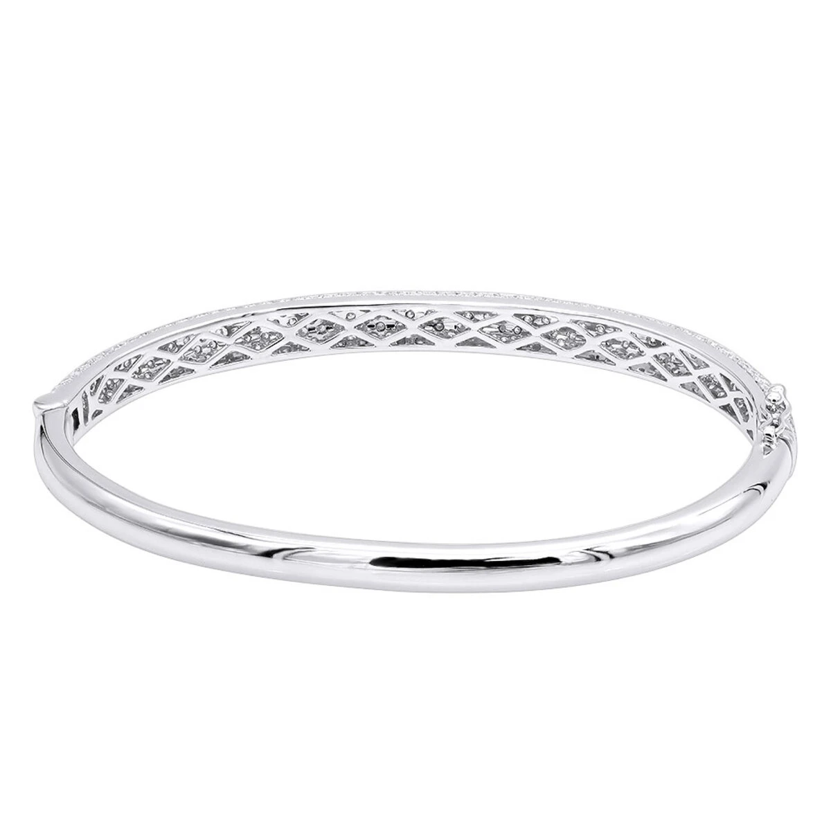 14K White Gold Pave Diamond Bangle Bracelet For Women 4.75ct By LUXURMAN 6 14K White Gold Pave Diamond Bangle Bracelet For Women 4.75ct By LUXURMAN - Image 4
