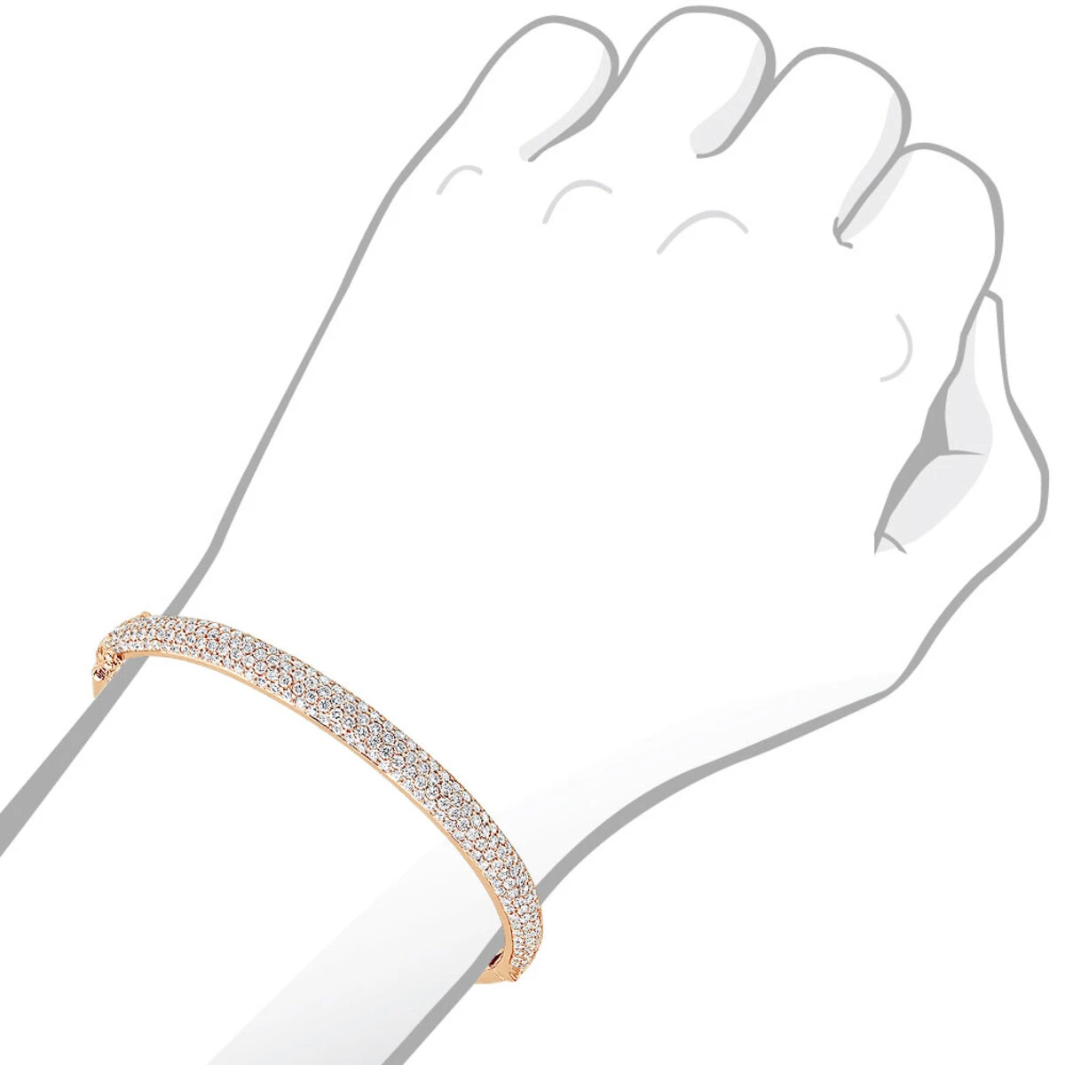 14K White Gold Pave Diamond Bangle Bracelet For Women 4.75ct By LUXURMAN 11 14K White Gold Pave Diamond Bangle Bracelet For Women 4.75ct By LUXURMAN - Image 9