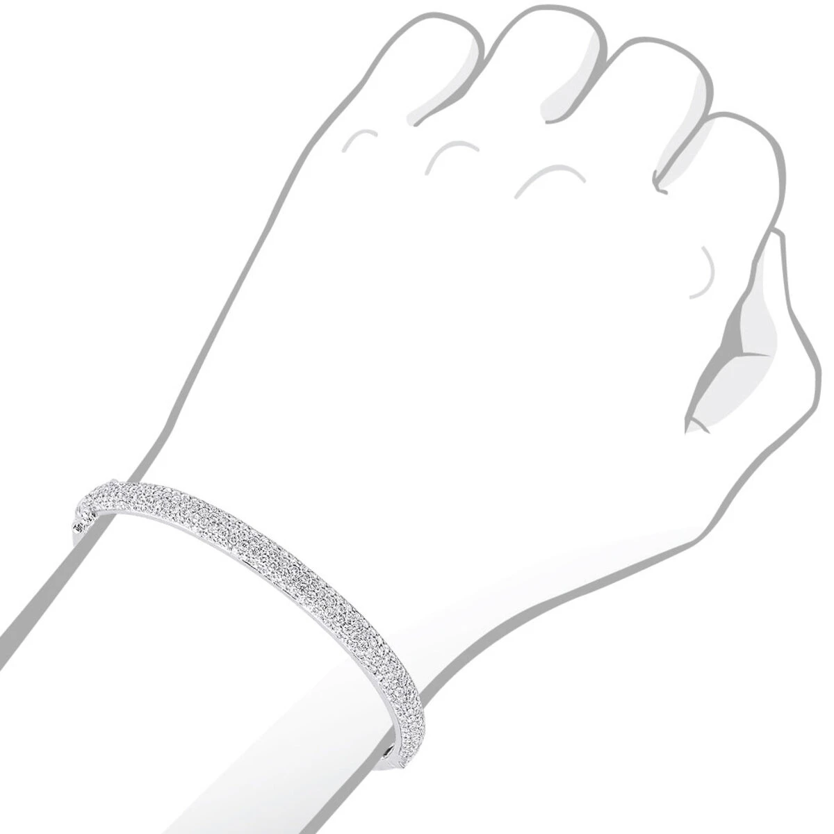 14K White Gold Pave Diamond Bangle Bracelet For Women 4.75ct By LUXURMAN 9 14K White Gold Pave Diamond Bangle Bracelet For Women 4.75ct By LUXURMAN - Image 7