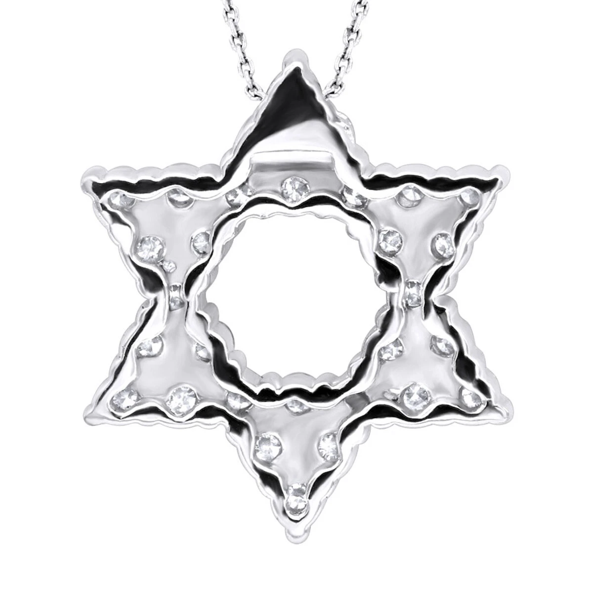 14K White Gold Pave Diamond Star Of David Necklace Jewish Pendant W Chain 0.65ct 6 14K White Gold Pave Diamond Star Of David Necklace Jewish Pendant W Chain 0.65ct - Image 4
