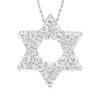 14K White Gold Pave Diamond Star Of David Necklace Jewish Pendant W Chain 0.65ct