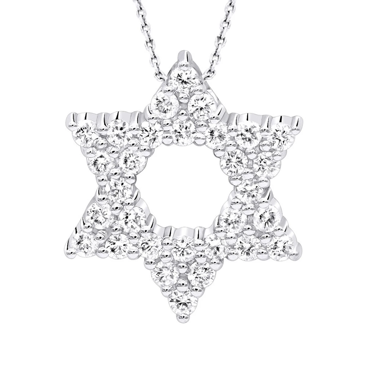 14K White Gold Pave Diamond Star Of David Necklace Jewish Pendant W Chain 0.65ct 3 14K White Gold Pave Diamond Star Of David Necklace Jewish Pendant W Chain 0.65ct