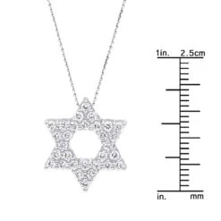 14K White Gold Pave Diamond Star Of David Necklace Jewish Pendant W Chain 0.65ct 17 14K White Gold Pave Diamond Star Of David Necklace Jewish Pendant W Chain 0.65ct -H'Hen Sale Store jewelry 14k gold pave diamond star of david necklace jewish pendant w chain 065ct rulerwh