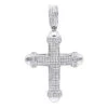 14K White Gold Real Diamond Cross Pendant For Men & Women 0.35ct Bottony Trefly