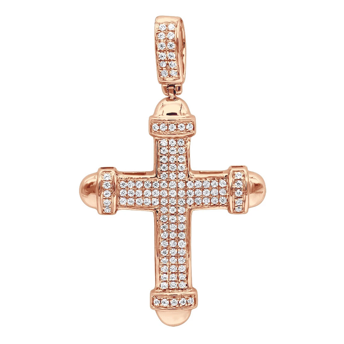 14K White Gold Real Diamond Cross Pendant For Men & Women 0.35ct Bottony Trefly 5 14K White Gold Real Diamond Cross Pendant For Men & Women 0.35ct Bottony Trefly - Image 3