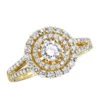 14K Yellow Gold Round Diamond Engagement Ring Double Halo Design 1.5 Carat
