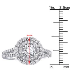 14K Yellow Gold Round Diamond Engagement Ring Double Halo Design 1.5 Carat -H'Hen Sale Store jewelry 14k gold round diamond engagement ring double halo design 15 carat rulerwh
