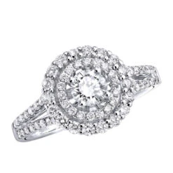 14K Yellow Gold Round Diamond Engagement Ring Double Halo Design 1.5 Carat -H'Hen Sale Store jewelry 14k gold round diamond engagement ring double halo design 15 carat wh