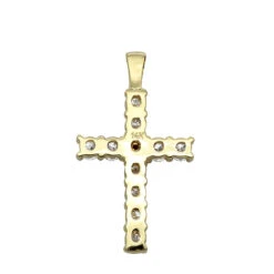 14K Yellow Gold Sapphire And Diamond Ladies Cross Pendant 1.32ct By Luxurman -H'Hen Sale Store jewelry 14k gold sapphire and diamond ladies cross pendant 132ct by luxurman 001236 backye