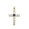 14K Yellow Gold Sapphire And Diamond Ladies Cross Pendant 1.32ct By Luxurman