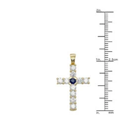 14K Yellow Gold Sapphire And Diamond Ladies Cross Pendant 1.32ct By Luxurman -H'Hen Sale Store jewelry 14k gold sapphire and diamond ladies cross pendant 132ct by luxurman 001236 rulerye