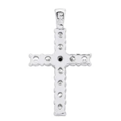 14K White Gold White And Black Diamond Cross Pendant For Men & Women 1.33ct 13 14K White Gold White And Black Diamond Cross Pendant For Men & Women 1.33ct -H'Hen Sale Store jewelry 14k gold white and black diamond cross pendant for men women 133ct backwh