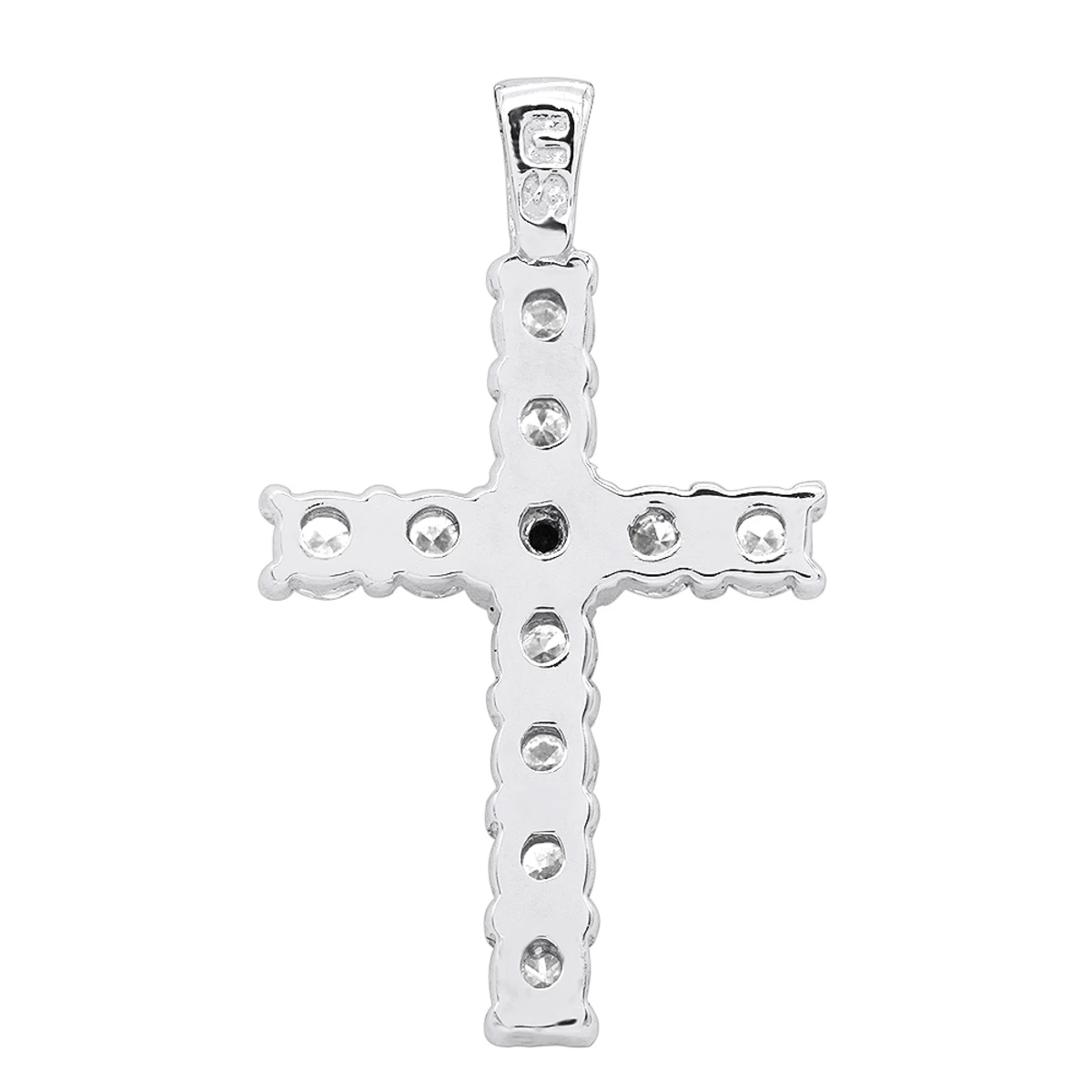 14K White Gold White And Black Diamond Cross Pendant For Men & Women 1.33ct 6 14K White Gold White And Black Diamond Cross Pendant For Men & Women 1.33ct - Image 4