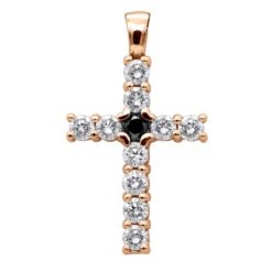 14K White Gold White And Black Diamond Cross Pendant For Men & Women 1.33ct 12 14K White Gold White And Black Diamond Cross Pendant For Men & Women 1.33ct -H'Hen Sale Store jewelry 14k gold white and black diamond cross pendant for men women 133ct ro