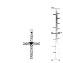 14K White Gold White And Black Diamond Cross Pendant For Men & Women 1.33ct 17 14K White Gold White And Black Diamond Cross Pendant For Men & Women 1.33ct -H'Hen Sale Store jewelry 14k gold white and black diamond cross pendant for men women 133ct rulerwh