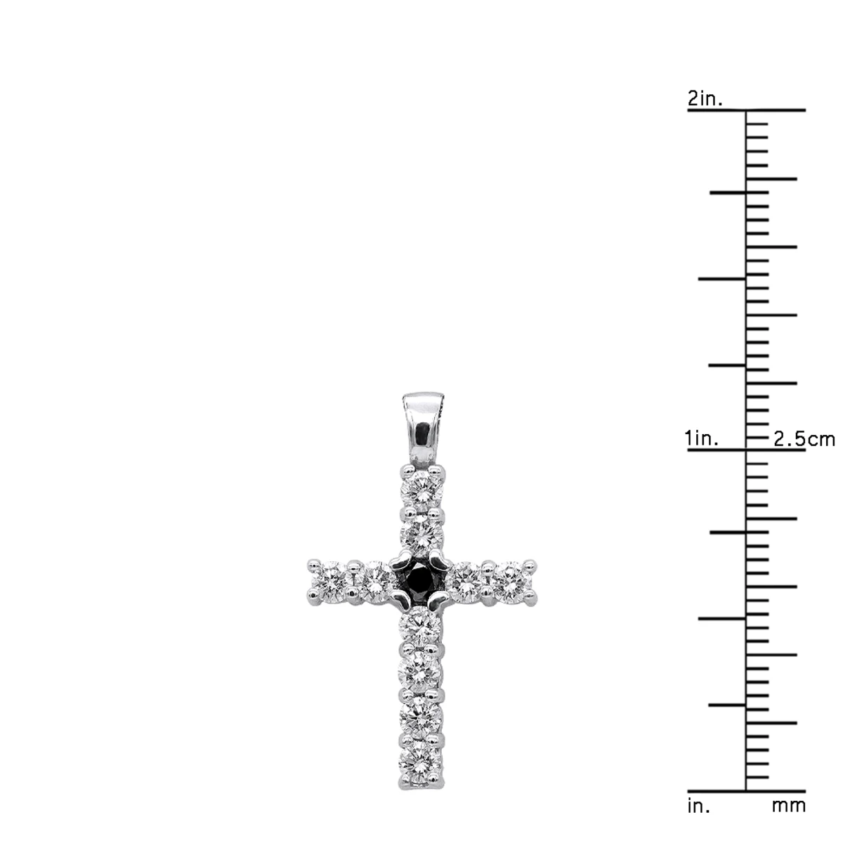14K White Gold White And Black Diamond Cross Pendant For Men & Women 1.33ct 10 14K White Gold White And Black Diamond Cross Pendant For Men & Women 1.33ct - Image 8