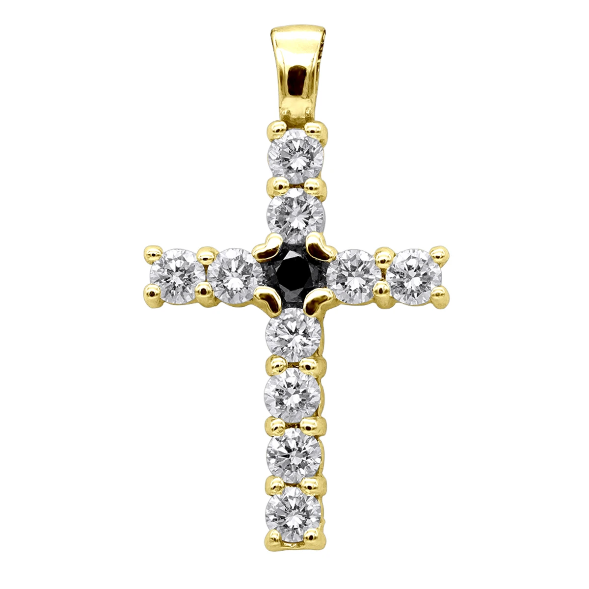 14K White Gold White And Black Diamond Cross Pendant For Men & Women 1.33ct 4 14K White Gold White And Black Diamond Cross Pendant For Men & Women 1.33ct - Image 2