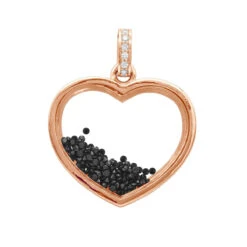14K Yellow Gold White Black Diamonds Ladies Diamond Heart Shaker Pendant 8ct Moving Stones -H'Hen Sale Store jewelry 14k gold white black diamonds ladies diamond heart shaker pendant 8ct moving stones 000988 backro