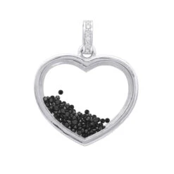14K Yellow Gold White Black Diamonds Ladies Diamond Heart Shaker Pendant 8ct Moving Stones -H'Hen Sale Store jewelry 14k gold white black diamonds ladies diamond heart shaker pendant 8ct moving stones 000988 backwh