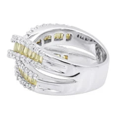 14K White Gold White Yellow Diamond Statement Criss Cross Ring For Women 2 Carats 13 14K White Gold White Yellow Diamond Statement Criss Cross Ring For Women 2 Carats -H'Hen Sale Store jewelry 14k gold white yellow diamond statement criss cross ring for women 2 carats backwh