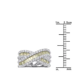 14K White Gold White Yellow Diamond Statement Criss Cross Ring For Women 2 Carats 17 14K White Gold White Yellow Diamond Statement Criss Cross Ring For Women 2 Carats -H'Hen Sale Store jewelry 14k gold white yellow diamond statement criss cross ring for women 2 carats rulerwh