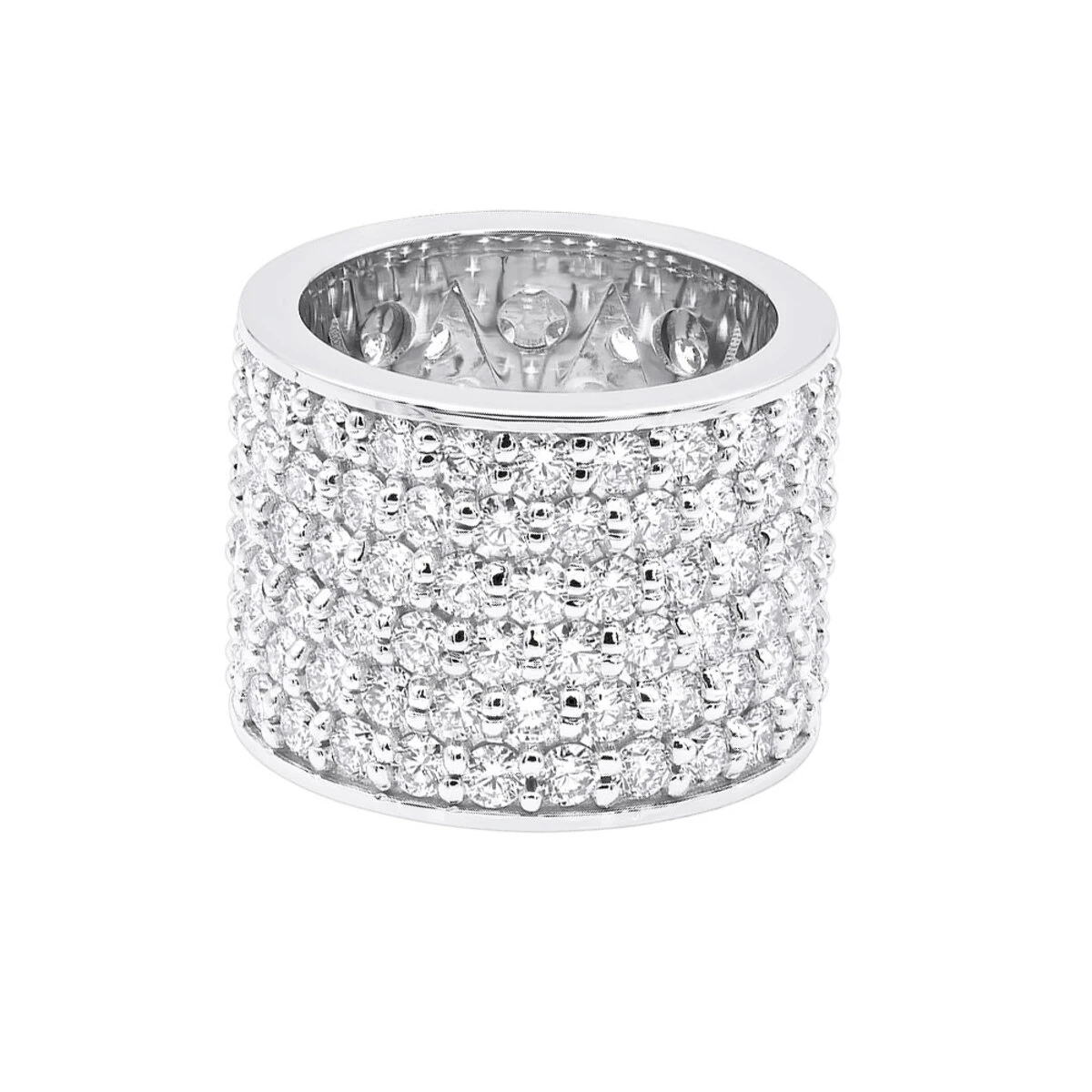 16mm Wide Diamond Eternity Band Unique 18K White Gold Ladies Anniversary Ring 7 Carats 6 16mm Wide Diamond Eternity Band Unique 18K White Gold Ladies Anniversary Ring 7 Carats - Image 4