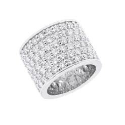 16mm Wide Diamond Eternity Band Unique 18K White Gold Ladies Anniversary Ring 7 Carats