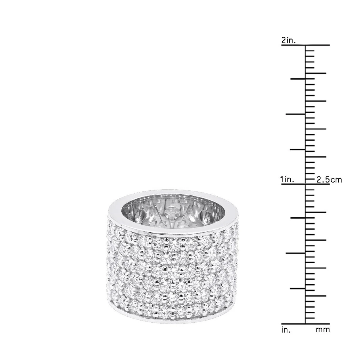 16mm Wide Diamond Eternity Band Unique 18K White Gold Ladies Anniversary Ring 7 Carats 10 16mm Wide Diamond Eternity Band Unique 18K White Gold Ladies Anniversary Ring 7 Carats - Image 8