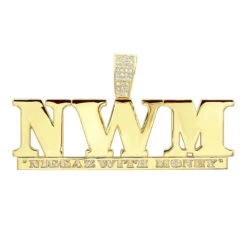 18 Karat 18K Yellow Gold Custom Made Name Plate 1 Carat Diamond Pendant For Men