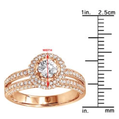 18K White Gold 1.5 Carat Round Diamond Engagement Ring Double Halo Design -H'Hen Sale Store jewelry 18k gold 15 carat round diamond engagement ring double halo design rulerro