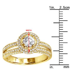 18K White Gold 1.5 Carat Round Diamond Engagement Ring Double Halo Design -H'Hen Sale Store jewelry 18k gold 15 carat round diamond engagement ring double halo design rulerye