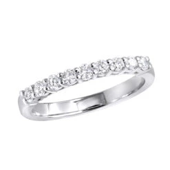 18K White Gold G VS Diamond Band For Women LUXURMAN 9 Stone Anniversary Ring
