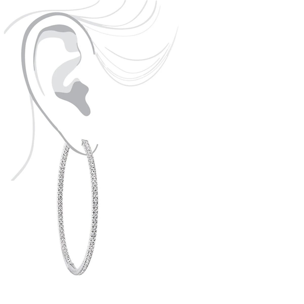 2.5 Inch Inside Out Diamond Hoop Earrings For Women 5 Carat VS Diamonds 14K Yellow Gold 9 2.5 Inch Inside Out Diamond Hoop Earrings For Women 5 Carat VS Diamonds 14K Yellow Gold - Image 7