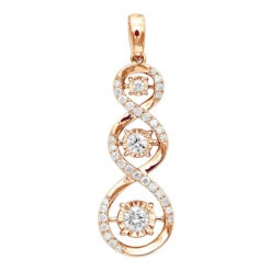 3 Stone Infinity Diamond Pendant For Women 14K Rose Gold By Luxurman