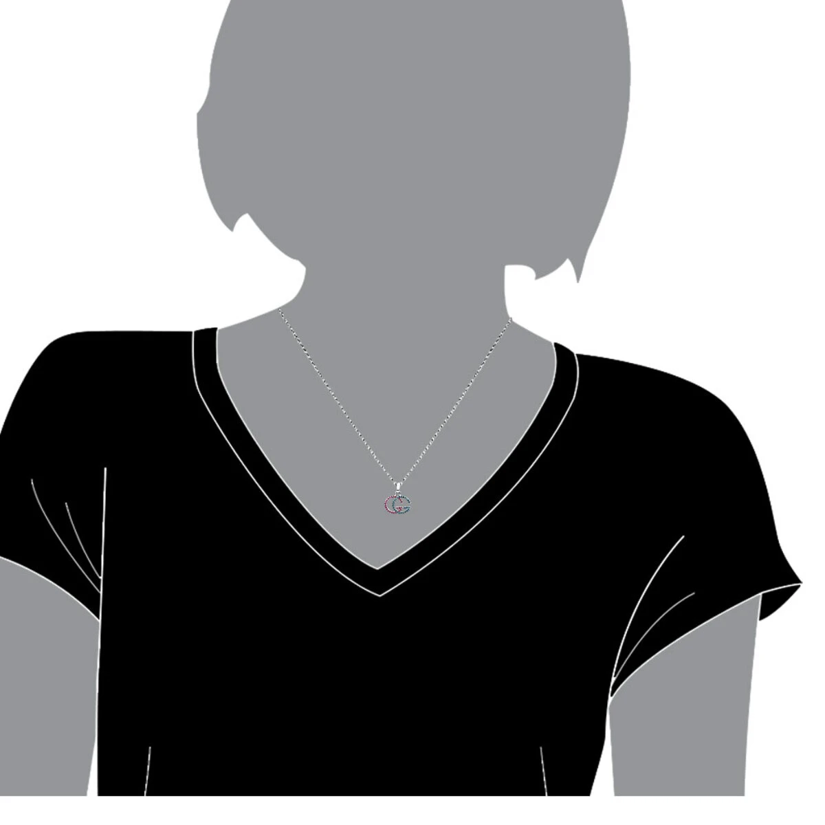 Affordable Blue Diamonds & Pink Sapphires Ladies Initials Pendant 0.4ct 14K White Gold 8 Affordable Blue Diamonds & Pink Sapphires Ladies Initials Pendant 0.4ct 14K White Gold - Image 6