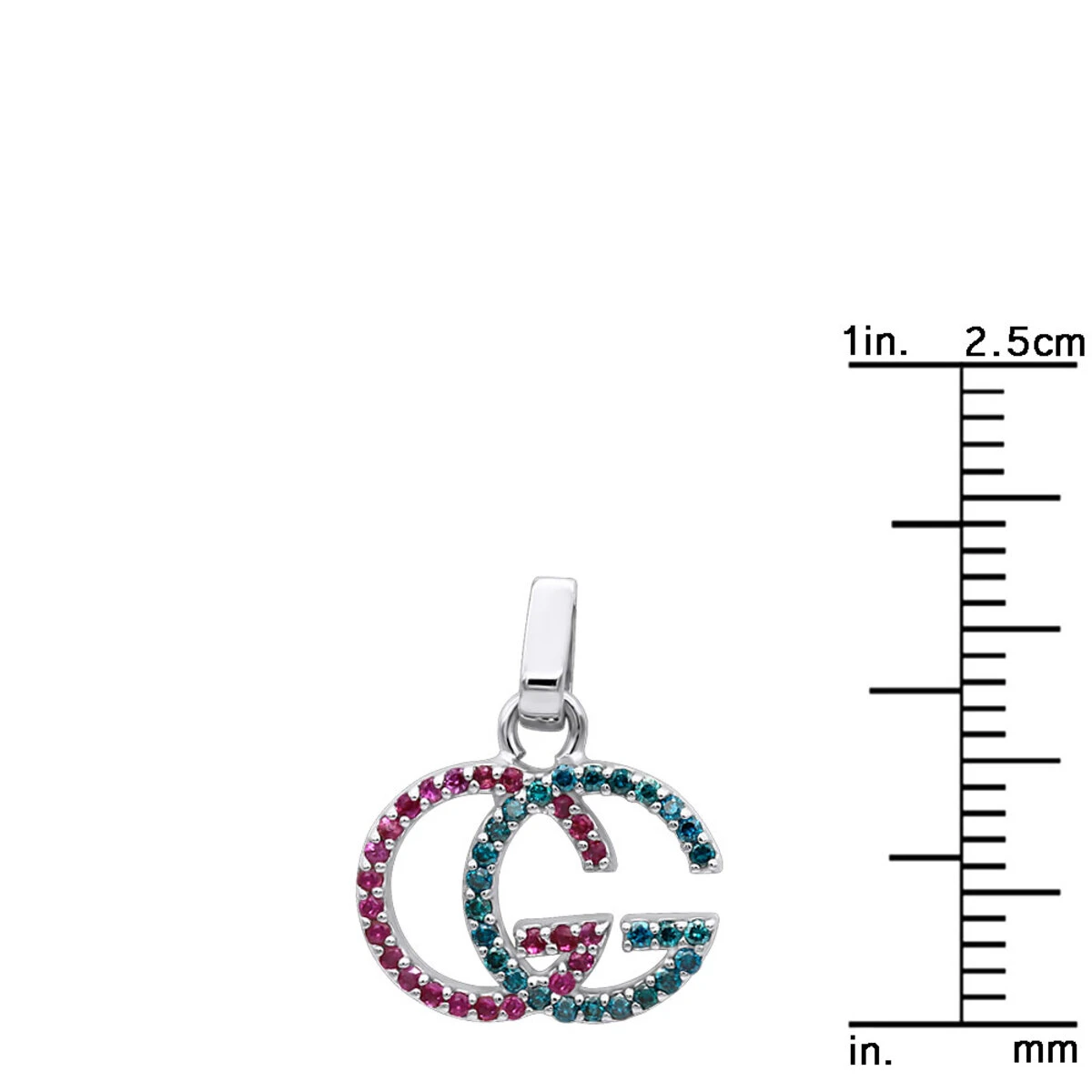 Affordable Blue Diamonds & Pink Sapphires Ladies Initials Pendant 0.4ct 14K White Gold 9 Affordable Blue Diamonds & Pink Sapphires Ladies Initials Pendant 0.4ct 14K White Gold - Image 7