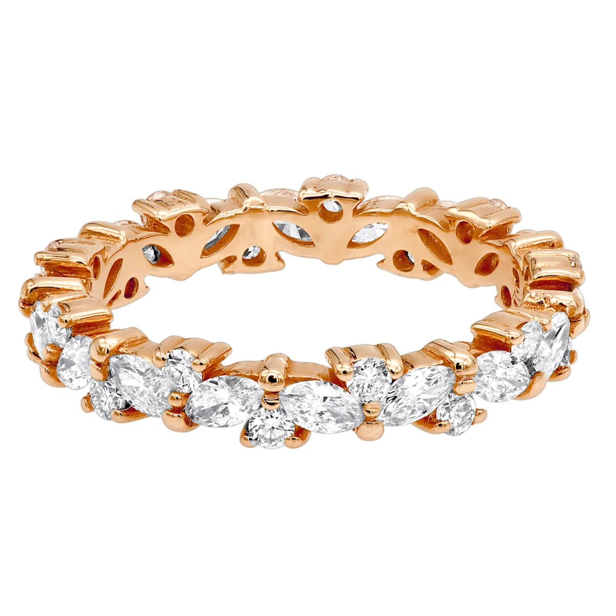 Anniversary Ring 18K Yellow Gold Round & Marquise Diamond Eternity Band 2.25Ct 8 Anniversary Ring 18K Yellow Gold Round & Marquise Diamond Eternity Band 2.25Ct - Image 6