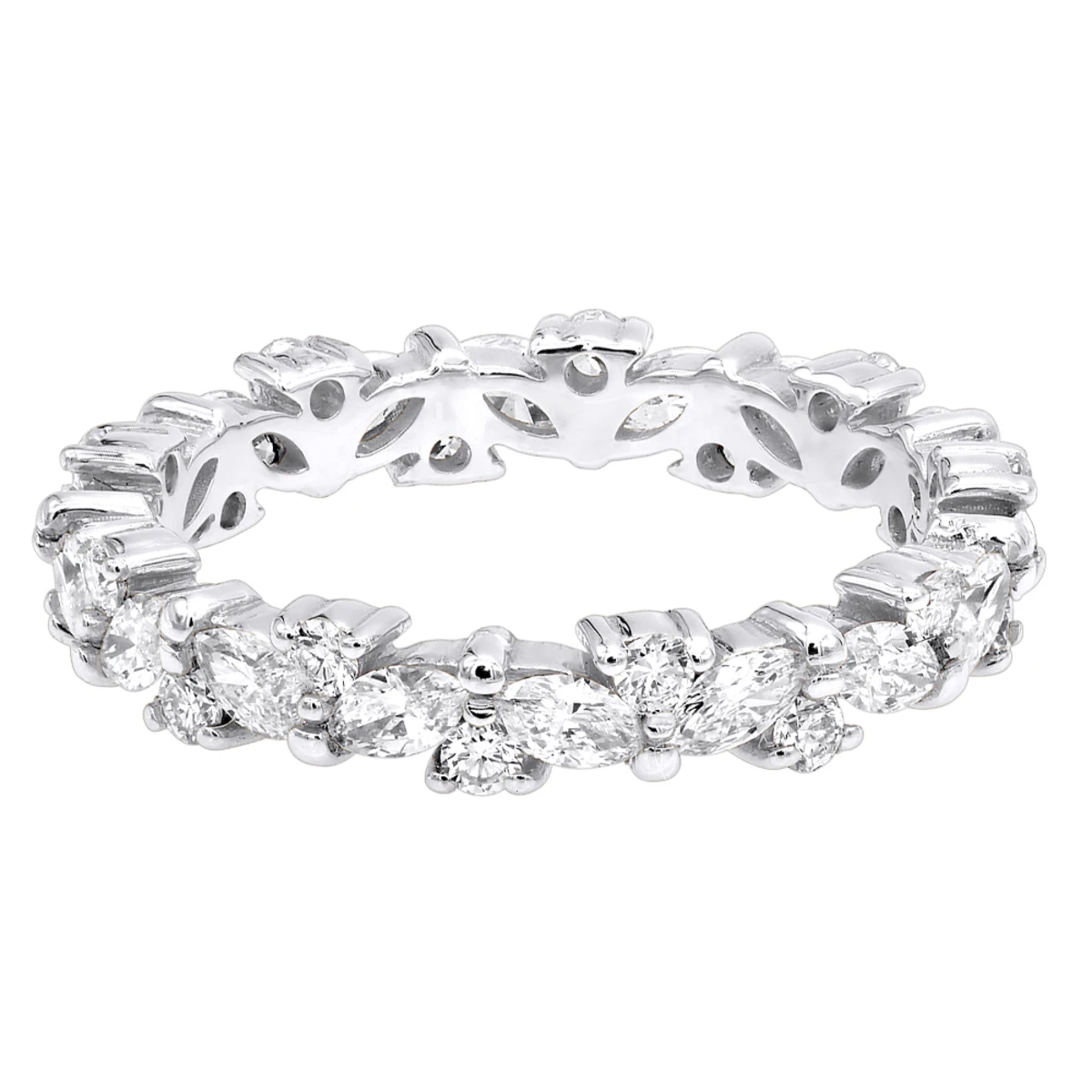 Anniversary Ring 18K Yellow Gold Round & Marquise Diamond Eternity Band 2.25Ct 6 Anniversary Ring 18K Yellow Gold Round & Marquise Diamond Eternity Band 2.25Ct - Image 4