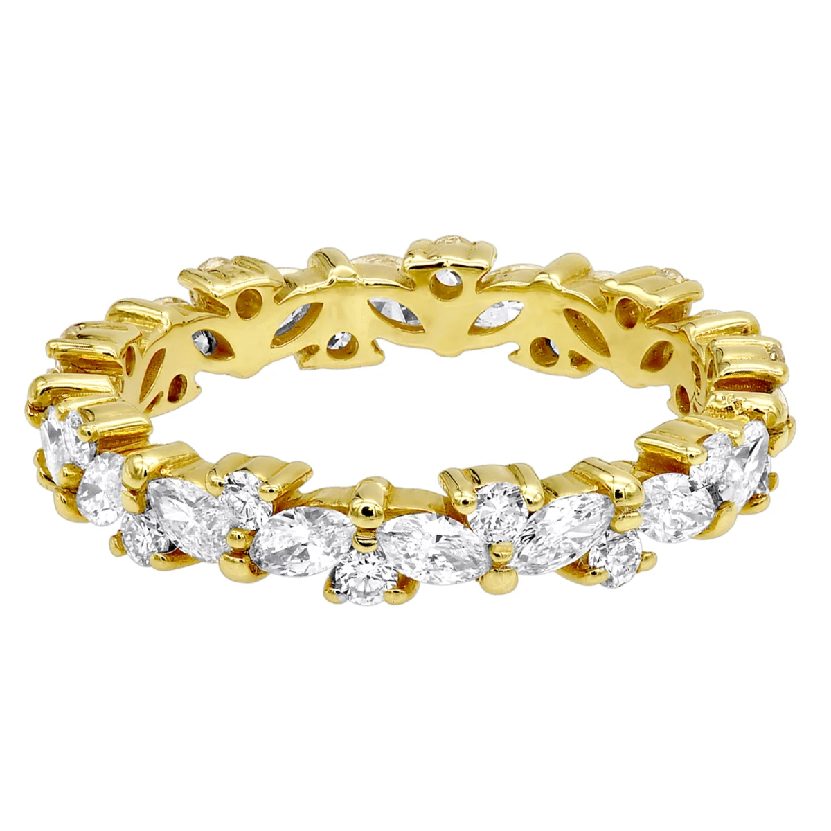Anniversary Ring 18K Yellow Gold Round & Marquise Diamond Eternity Band 2.25Ct 7 Anniversary Ring 18K Yellow Gold Round & Marquise Diamond Eternity Band 2.25Ct - Image 5