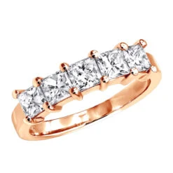 14K White Gold 5 Stone Princess Cut Diamond Wedding/Anniversary Band For Women 16 14K White Gold 5 Stone Princess Cut Diamond Wedding/Anniversary Band For Women -H'Hen Sale Store jewelry anniversary rings 14k gold 5 stone princess cut diamond wedding band for women ro