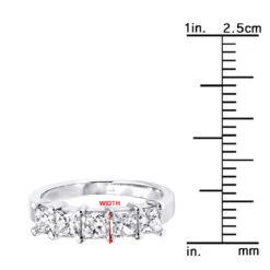 14K White Gold 5 Stone Princess Cut Diamond Wedding/Anniversary Band For Women 23 14K White Gold 5 Stone Princess Cut Diamond Wedding/Anniversary Band For Women -H'Hen Sale Store jewelry anniversary rings 14k gold 5 stone princess cut diamond wedding band for women rulerwh