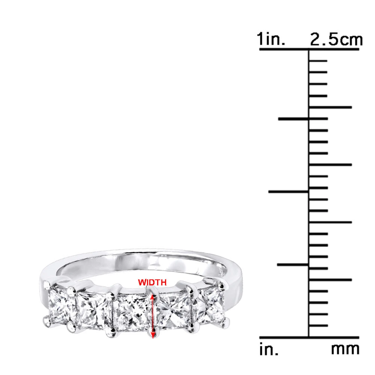 14K White Gold 5 Stone Princess Cut Diamond Wedding/Anniversary Band For Women 12 14K White Gold 5 Stone Princess Cut Diamond Wedding/Anniversary Band For Women - Image 10