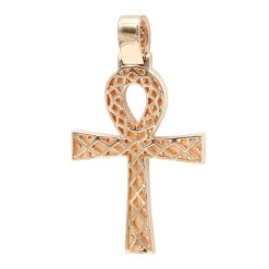 Egyptian Ankh Cross Diamond Pendant For Men 14K Yellow Gold G VS -H'Hen Sale Store jewelry antique style egyptian ankh cross diamond pendant for men in 14k gold g vs backro